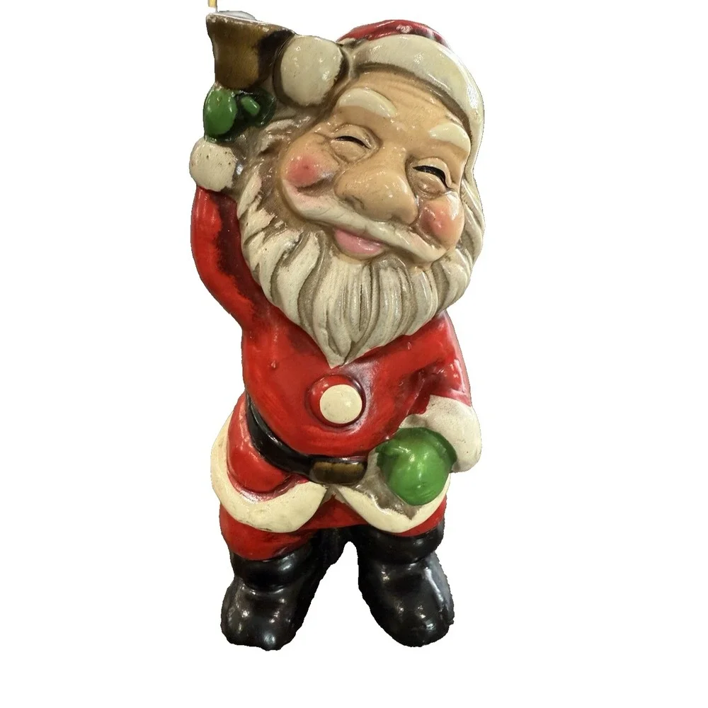 2‎ Vintage Christmas Paper Mache Santa and Elf Japan 5